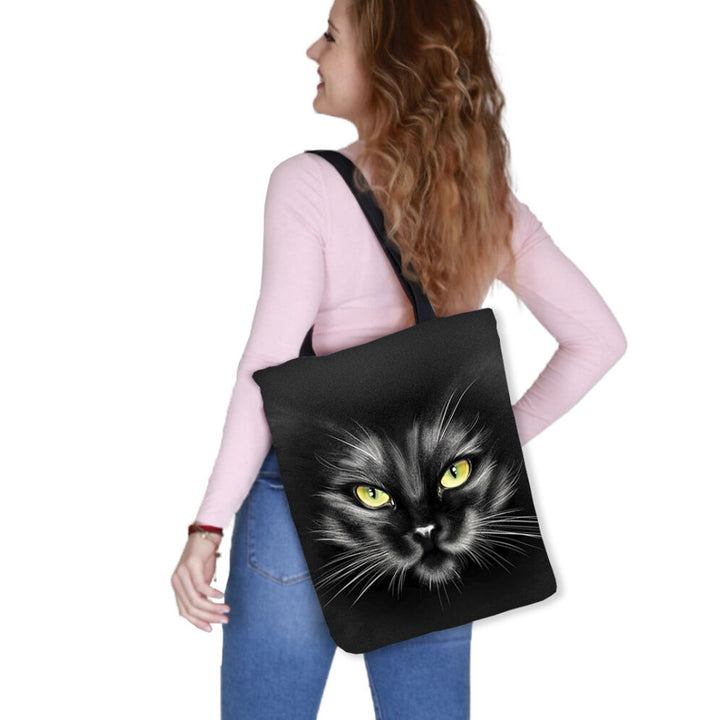 Borsa a tracolla in tela, chiusura lampo, dimensioni 36x40 cm, motivo stampato Nero