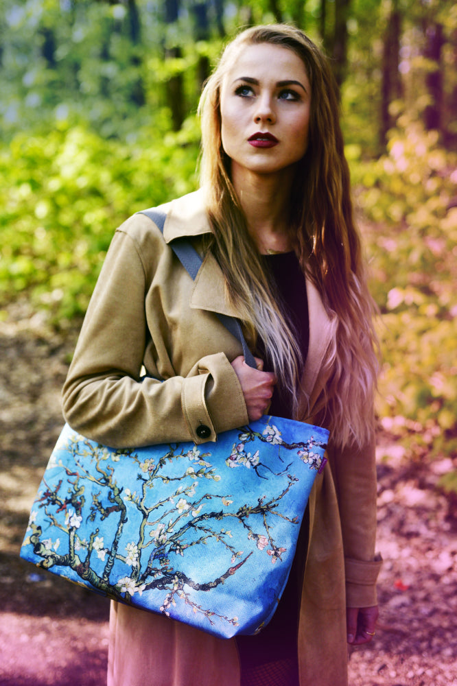 Arco Design Holi Borsa a tracolla con Zipper Shopper adatto per A4 Borsa da trasporto con motivo Almond