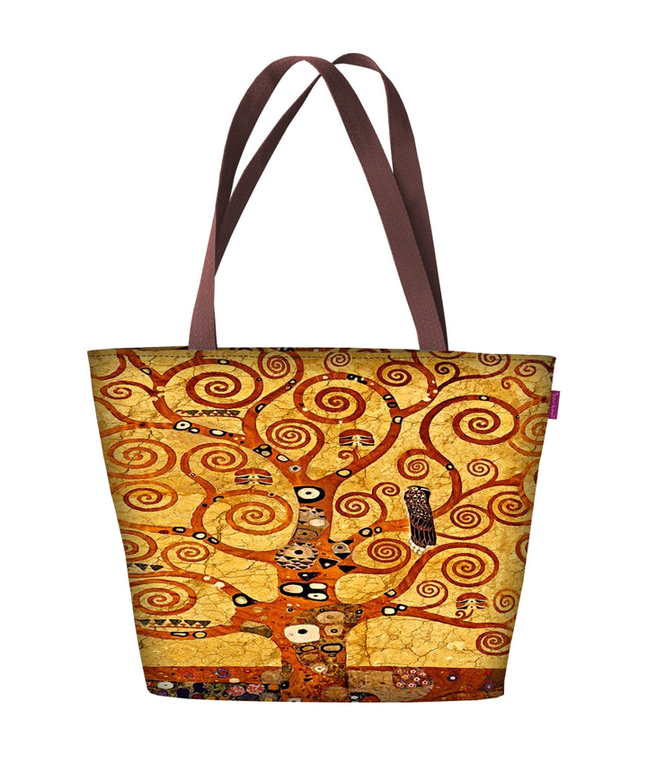 Holi Borsa a tracolla con Zipper Ladies Shopper adatto per A4 Borsa da trasporto con Motif Golden Tree