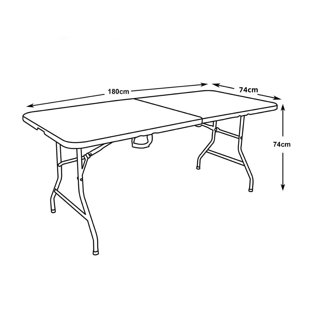 GreenBlue GB370 Tavolo da catering/giardino 180cm, 180x75x74cm, HDPE, max. 200 kg, Richiudibile a Valigetta con Maniglia