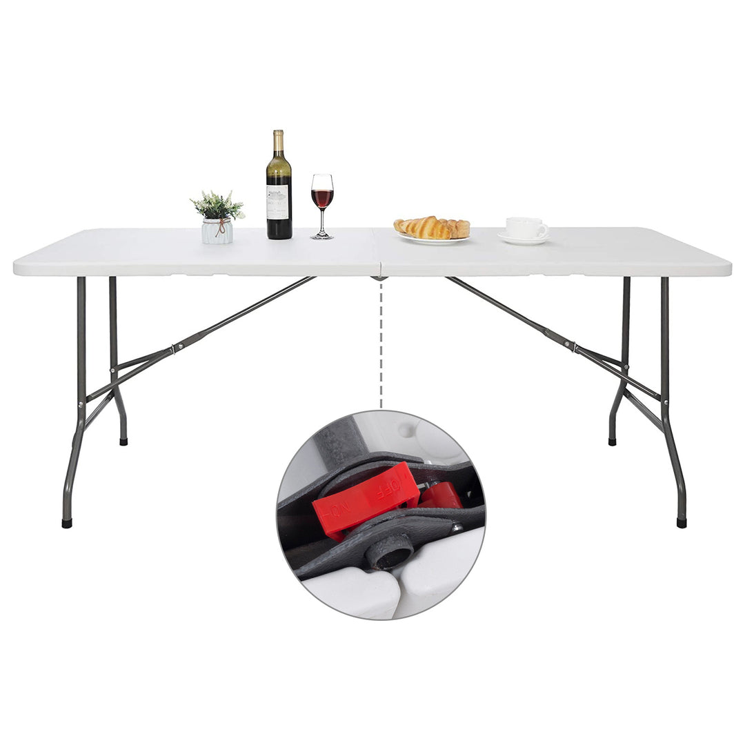 GreenBlue GB370 Tavolo da catering/giardino 180cm, 180x75x74cm, HDPE, max. 200 kg, Richiudibile a Valigetta con Maniglia