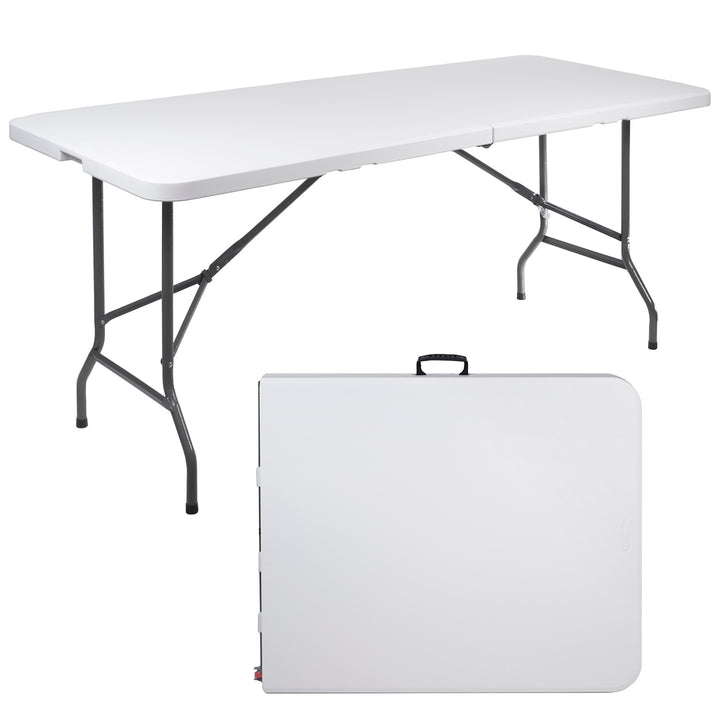GreenBlue GB370 Tavolo da catering/giardino 180cm, 180x75x74cm, HDPE, max. 200 kg, Richiudibile a Valigetta con Maniglia