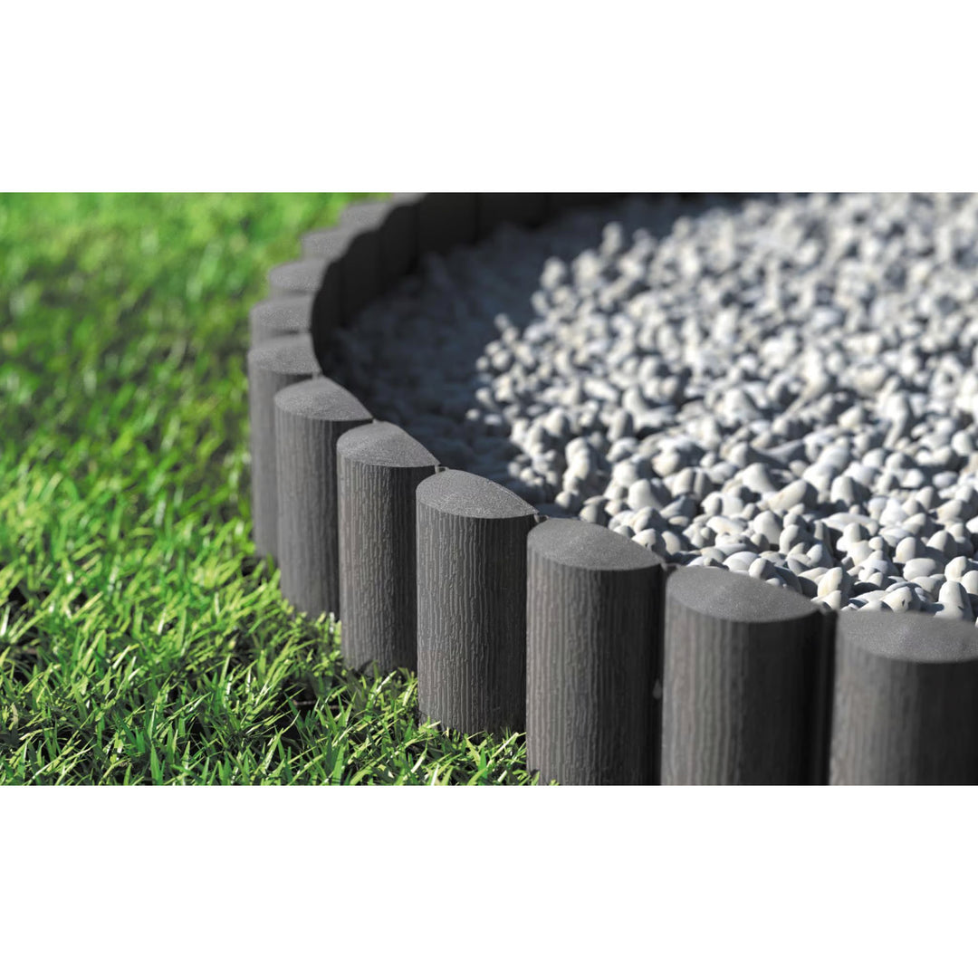 Steccato da giardino Cellfast, effetto legno, resistente al gelo, lunghezza 2,4 m, colore grafite, 34-054