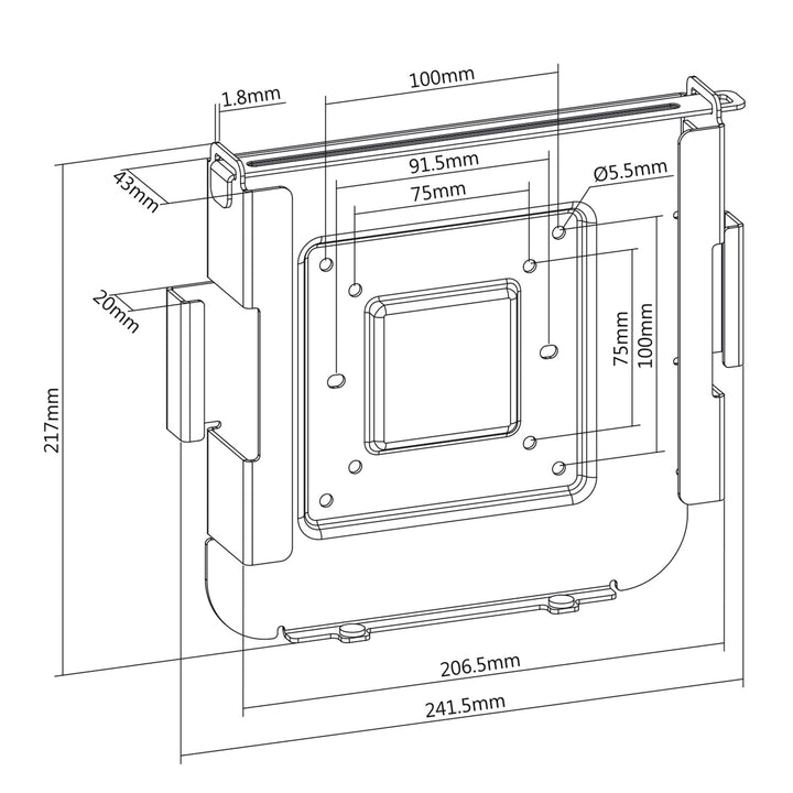 Supporto Maclean MAC Mini, VESA 75X75/100X100, per MAC Mini dopo il 2014, MC-473