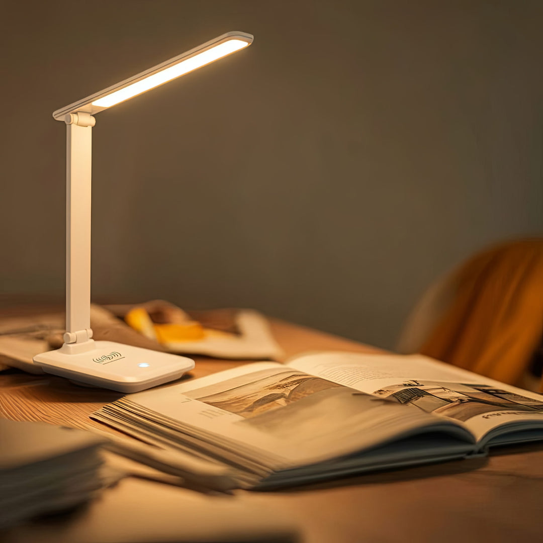 Maclean  MCE616W Lampada da tavolo LED dimmerabile Lampada da scrivania 9W con caricatore Qi a induzione