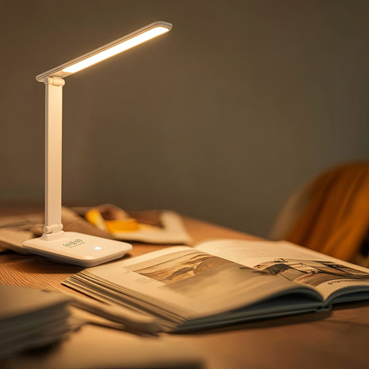 Maclean  MCE616W Lampada da tavolo LED dimmerabile Lampada da scrivania 9W con caricatore Qi a induzione