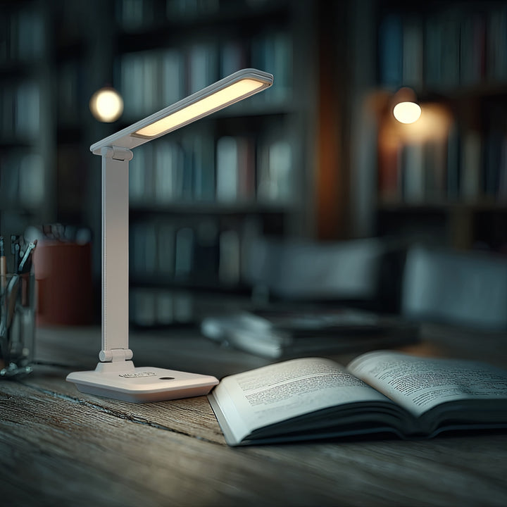 Maclean  MCE616W Lampada da tavolo LED dimmerabile Lampada da scrivania 9W con caricatore Qi a induzione