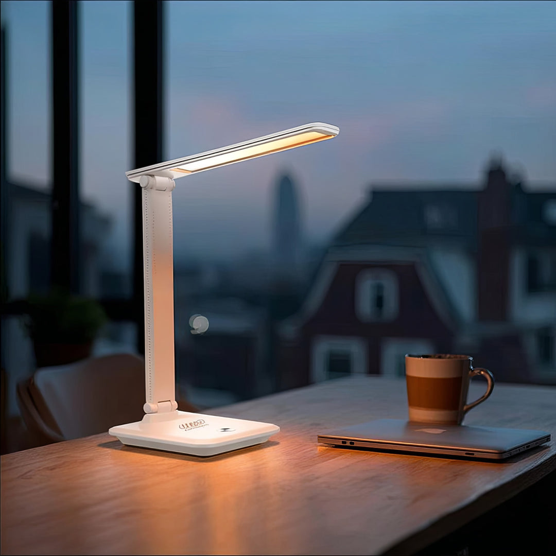 Maclean  MCE616W Lampada da tavolo LED dimmerabile Lampada da scrivania 9W con caricatore Qi a induzione