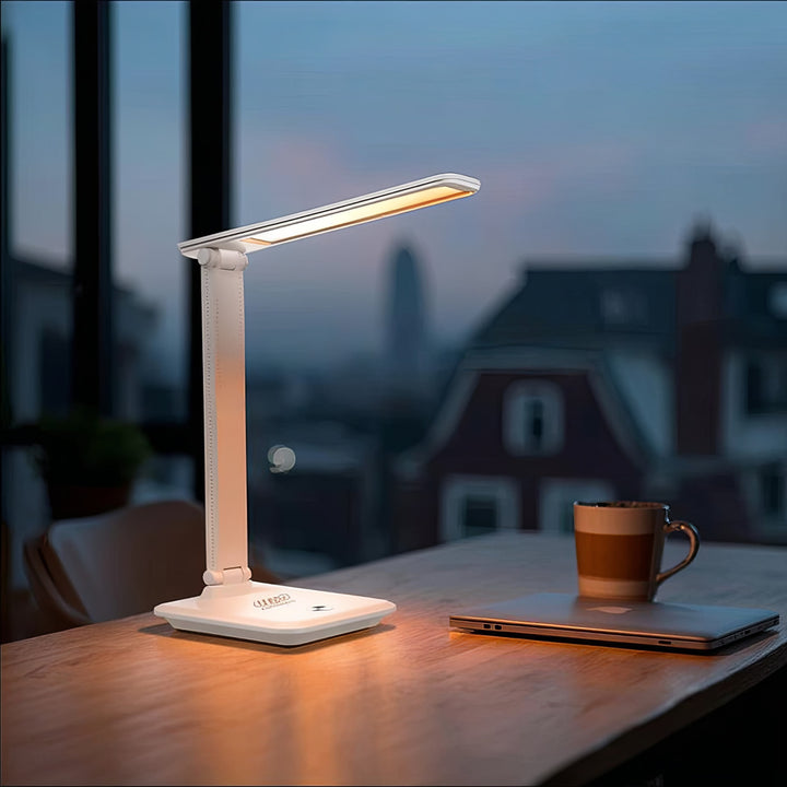Maclean  MCE616W Lampada da tavolo LED dimmerabile Lampada da scrivania 9W con caricatore Qi a induzione