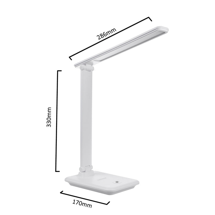 Maclean  MCE616W Lampada da tavolo LED dimmerabile Lampada da scrivania 9W con caricatore Qi a induzione