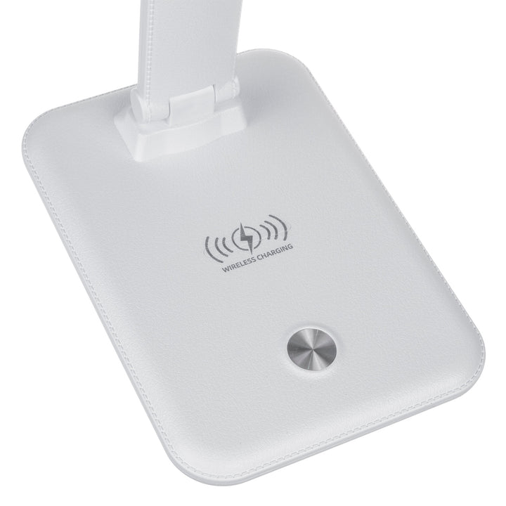 Maclean  MCE616W Lampada da tavolo LED dimmerabile Lampada da scrivania 9W con caricatore Qi a induzione