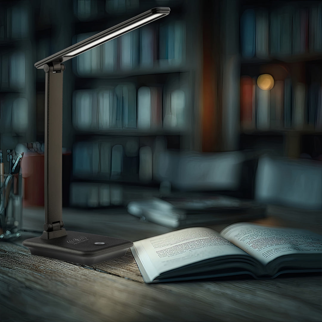 Lampada da scrivania LED dimmerabile Lampada da scrivania 9W con caricatore Qi a induzione