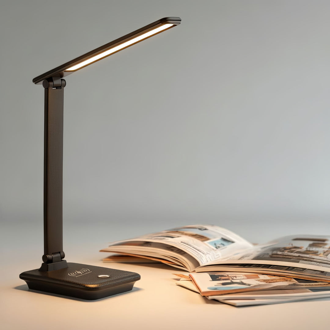Lampada da scrivania LED dimmerabile Lampada da scrivania 9W con caricatore Qi a induzione
