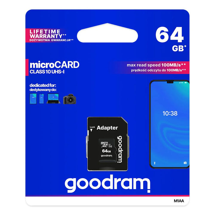Scheda di memoria microSD da 64 GB con adattatore Goodram classpath 10