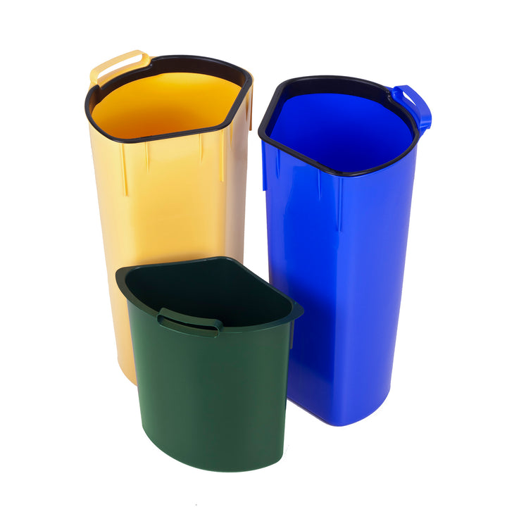 Cestino per rifiuti 40L Cestino a pedale Raccolta differenziata a 3 scomparti Sistema di separazione dei rifiuti Cestino interno in plastica a 3 scomparti