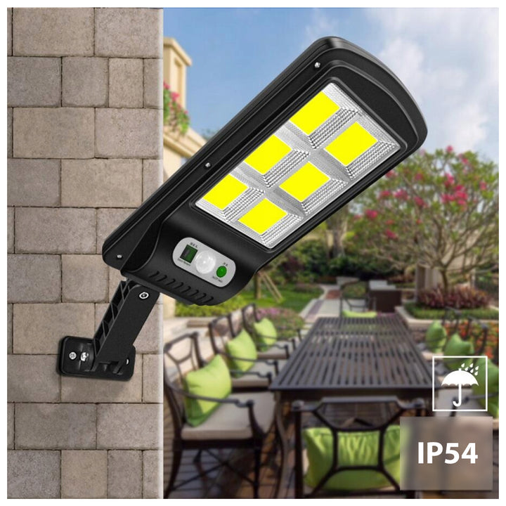 Maclean MCE446 Lampione solare con sensore di movimento e crepuscolare IP54 4W 400 Lumen 6500K Lampada solare telecomandata Lampada da parete per esterni Illuminazione esterna Lanterna stradale 3 modalità di illuminazione