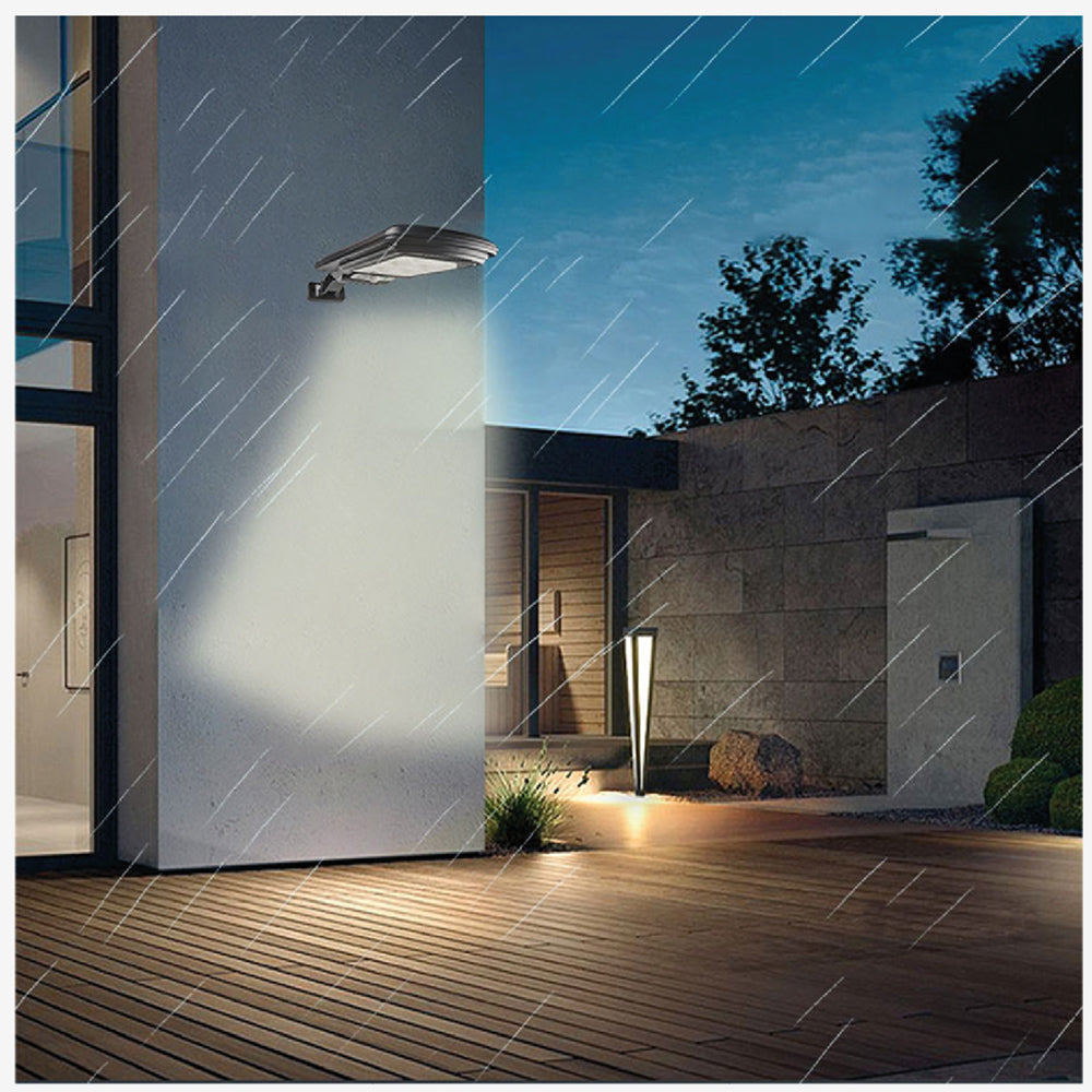 Maclean MCE446 Lampione solare con sensore di movimento e crepuscolare IP54 4W 400 Lumen 6500K Lampada solare telecomandata Lampada da parete per esterni Illuminazione esterna Lanterna stradale 3 modalità di illuminazione