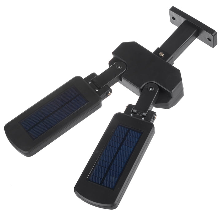 Maclean MCE447 Lampione solare con sensore di movimento e crepuscolare IP54 5W 2x 450 Lumen 6500K Due sorgenti luminose Lampada solare telecomandata Illuminazione esterna a parete Illuminazione esterna 3 modalità di illuminazione