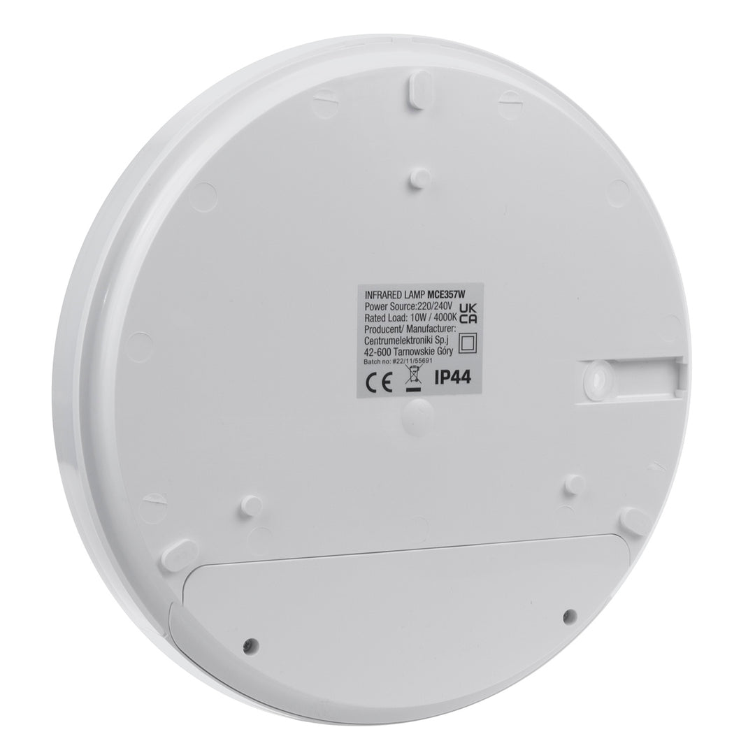 Maclean MCE357 W Lampada LED con rilevatore di movimento, ad infrarossi, bianca, 10W, IP44, bianco naturale (4000K), 900lm, diametro 25 cm