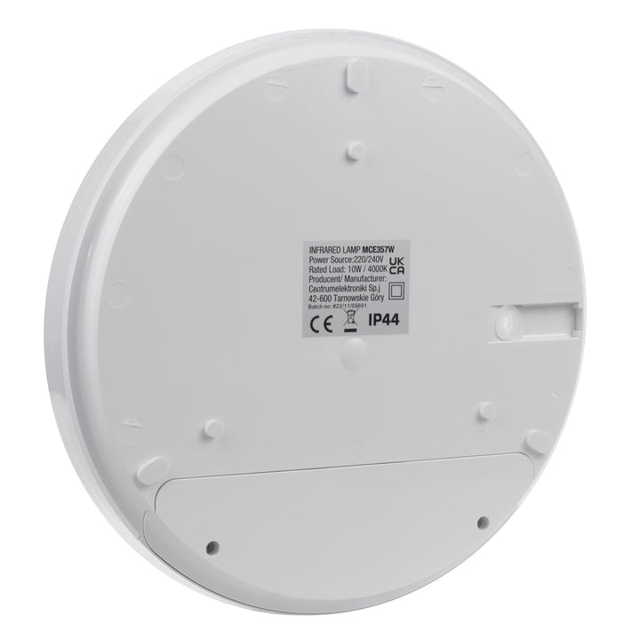 Maclean MCE357 W Lampada LED con rilevatore di movimento, ad infrarossi, bianca, 10W, IP44, bianco naturale (4000K), 900lm, diametro 25 cm