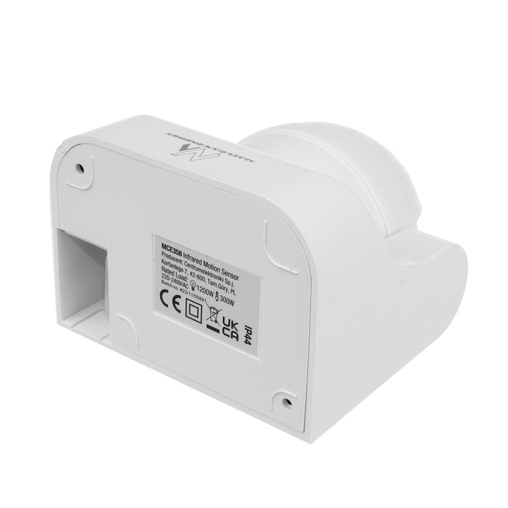 Maclean MCE358 W Rilevatore di movimento PIR, sencore crepuscolare , infrarosso, IP44, bianco, portata 12 m, carico massimo 800/1200 W,