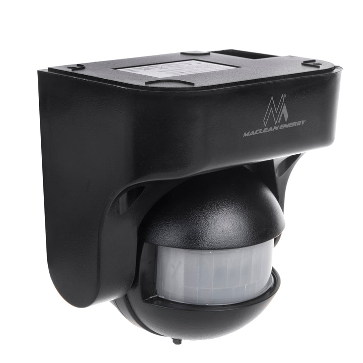 Maclean MCE358 B Rilevatore di movimento PIR , infrarosso, IP44, nero, portata 12 m, carico massimo 800/1200 W, da esterni