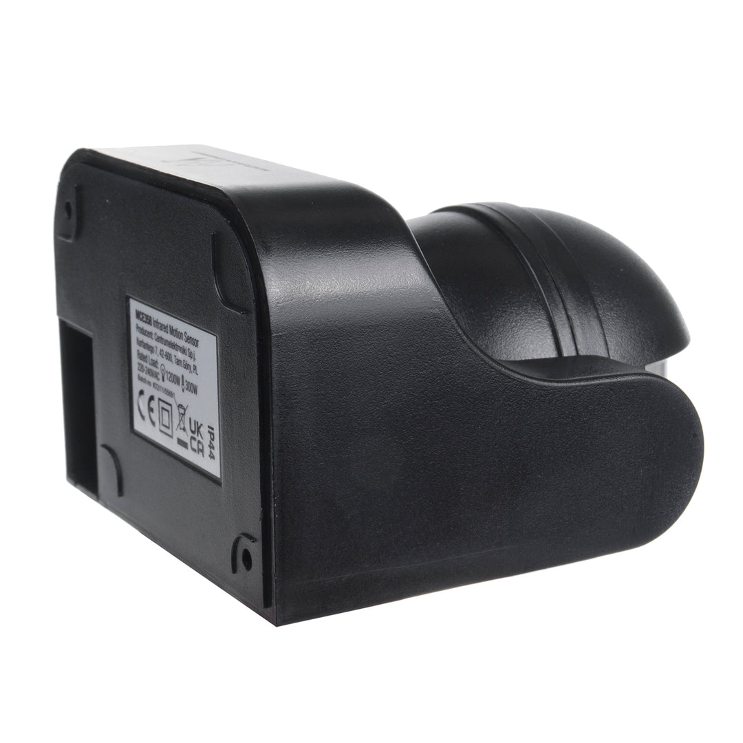 Maclean MCE358 B Rilevatore di movimento PIR , infrarosso, IP44, nero, portata 12 m, carico massimo 800/1200 W, da esterni