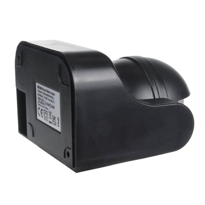 Maclean MCE358 B Rilevatore di movimento PIR , infrarosso, IP44, nero, portata 12 m, carico massimo 800/1200 W, da esterni