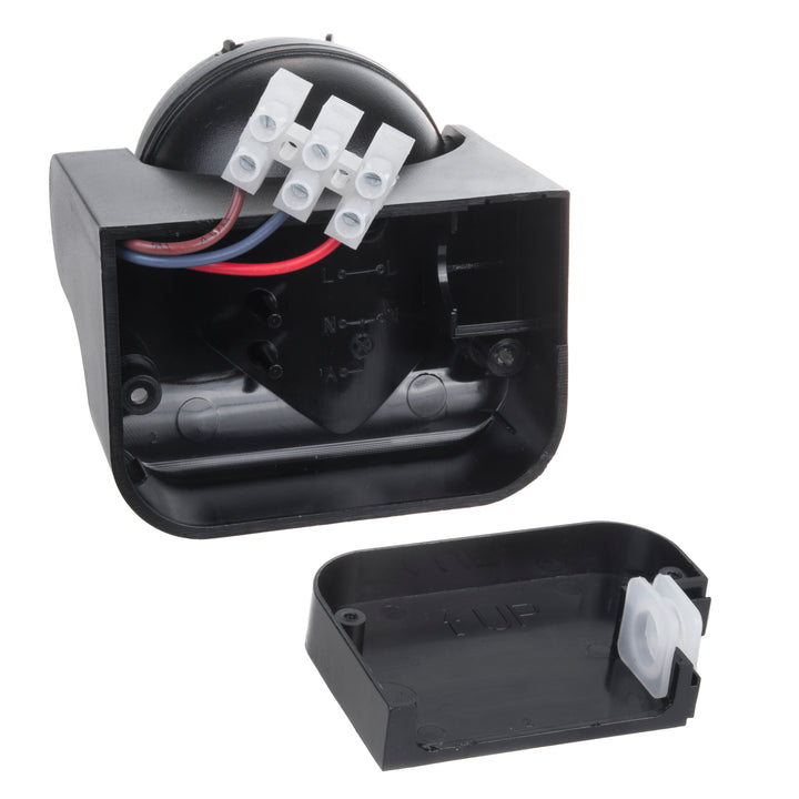 Maclean MCE358 B Rilevatore di movimento PIR , infrarosso, IP44, nero, portata 12 m, carico massimo 800/1200 W, da esterni