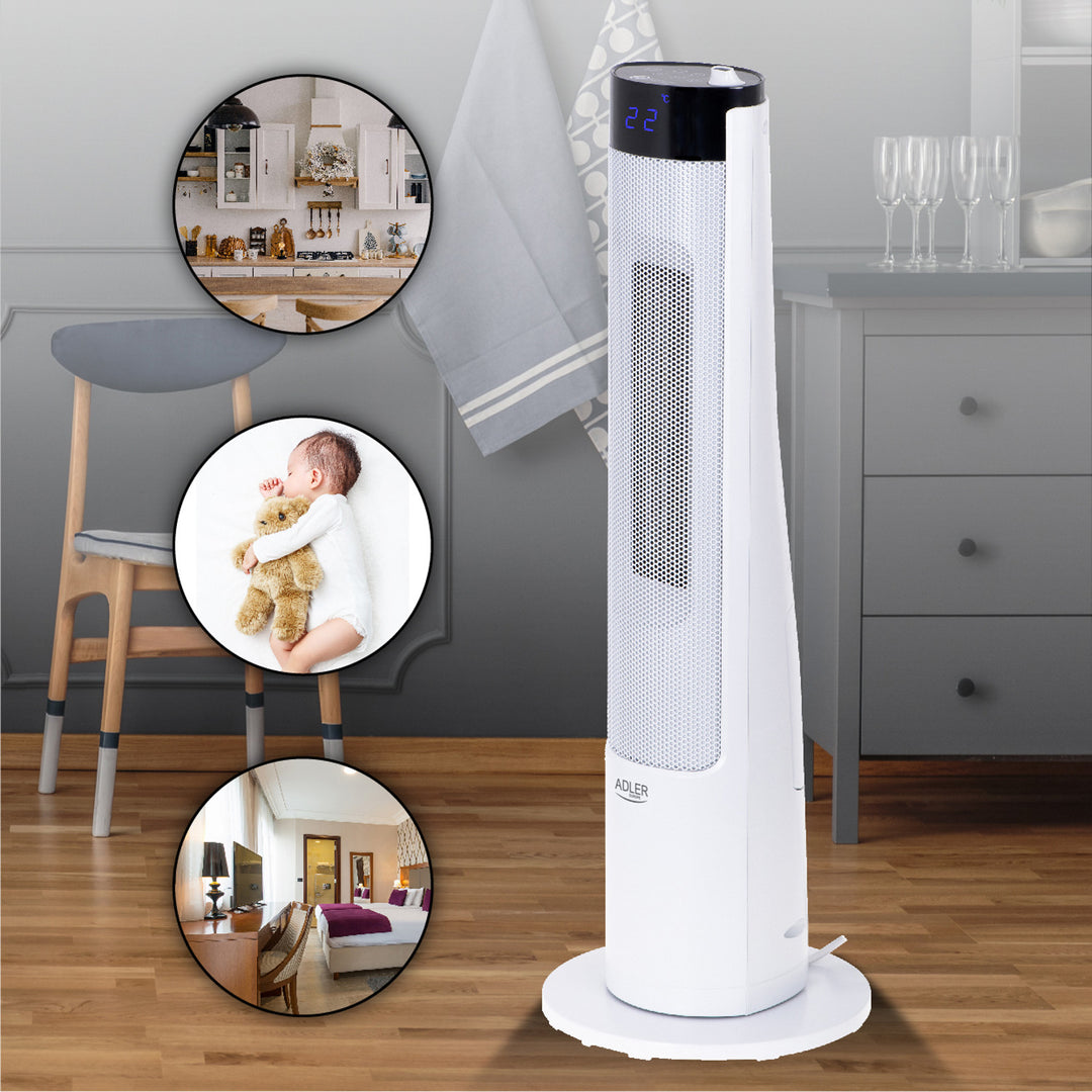 Adler AD 7730 Riscaldatore a colonna LCD con umidificatore Termostato Telecomando