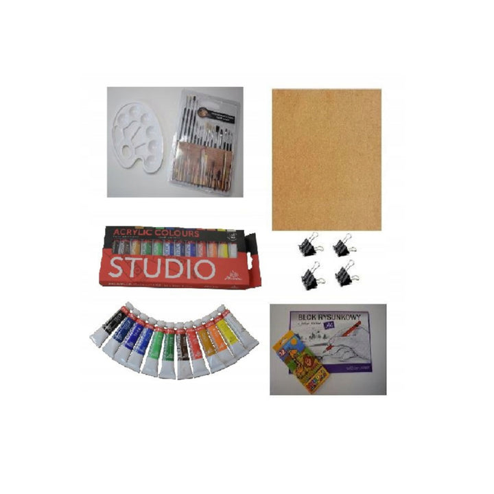 Set da pittura grande-colori, pennelli, cavalletto