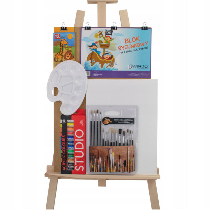 Set da pittura grande-colori, pennelli, cavalletto