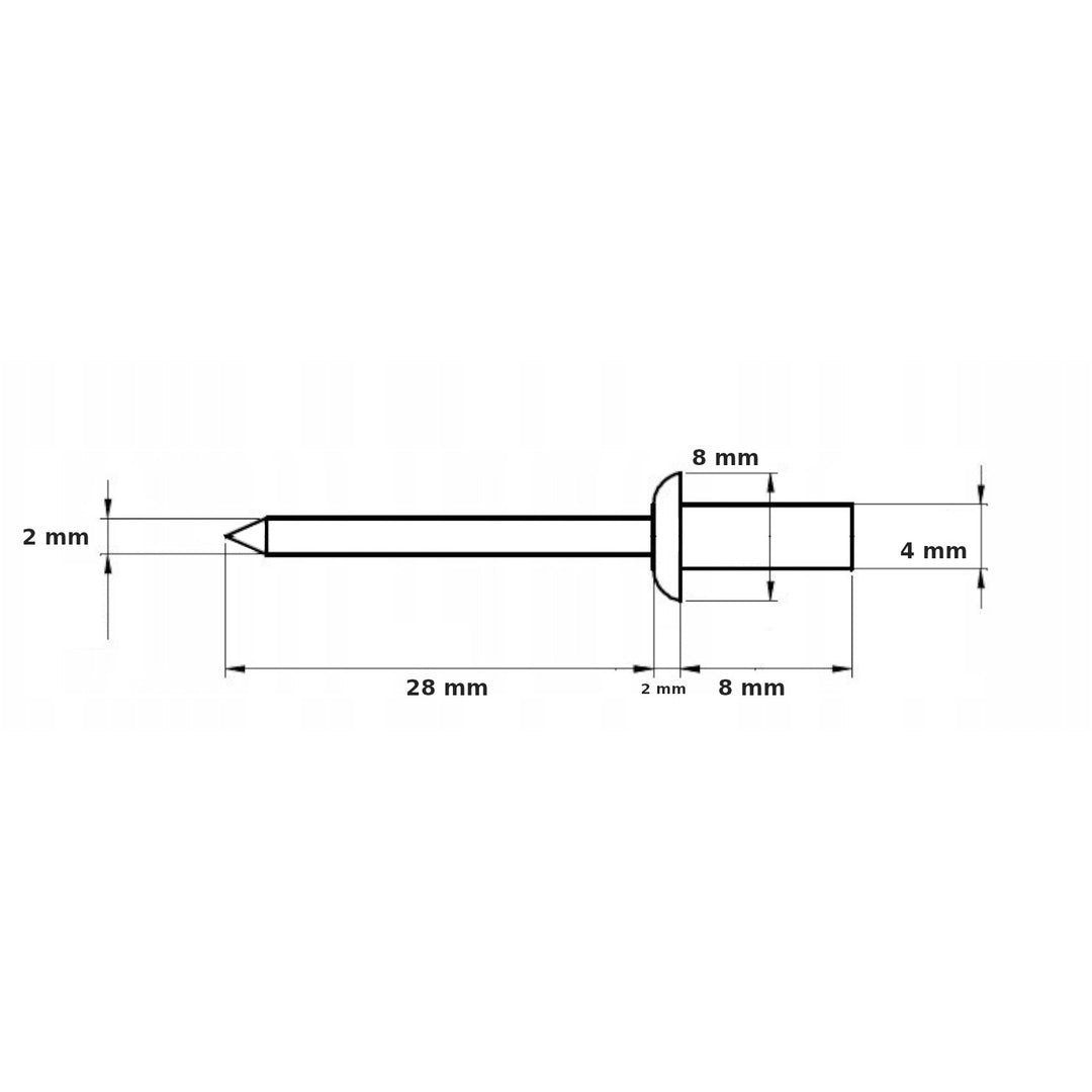 Rivetto 4x8 - bianco (confezione da 100 pz) KOMLET