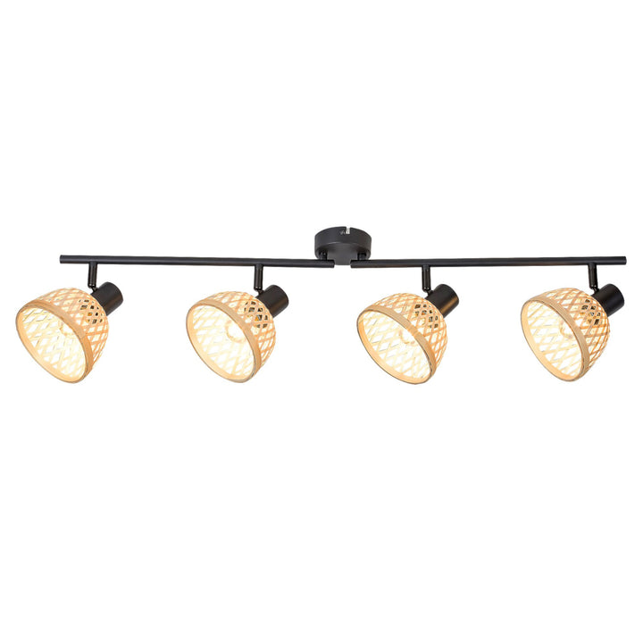 Rattan, ind.spot.E14 4xMAX15W, nero - lampada da soffitto