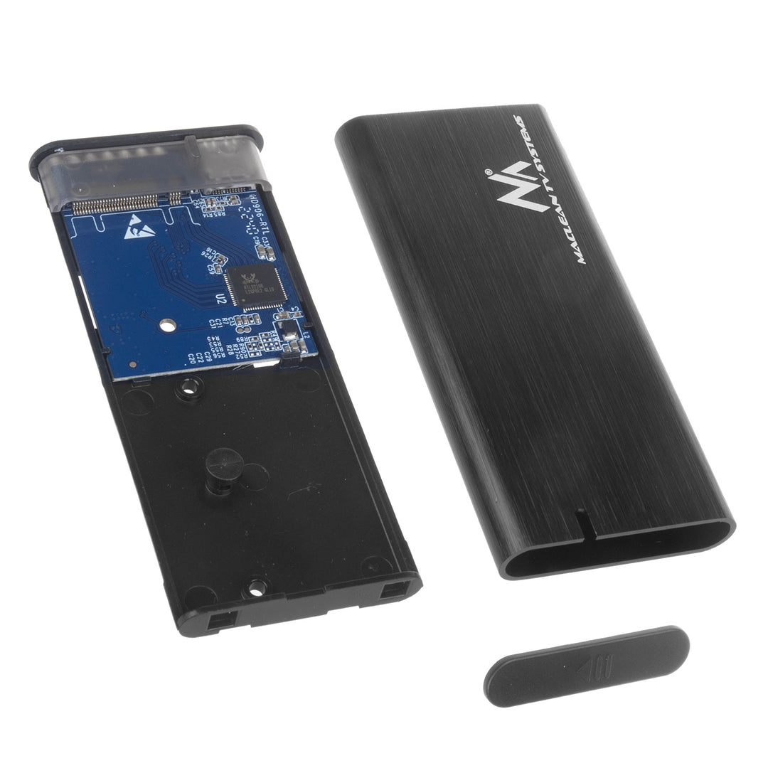 Maclean MCE443 NVMe SATA SSD M.2 Case NVMe (PCIe), NGFF (SATA) Supporta USB 3.1 2230/2240/2260/2280 USAP Compatibile con PC e Mac Alluminio Plug&Play Nero