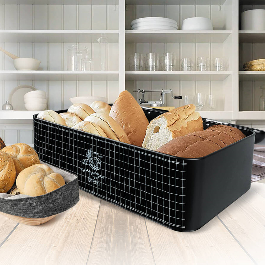Maestro MR-1774 Portapane  con coperchio 42×24,8×16,5 cm Acciaio nero
