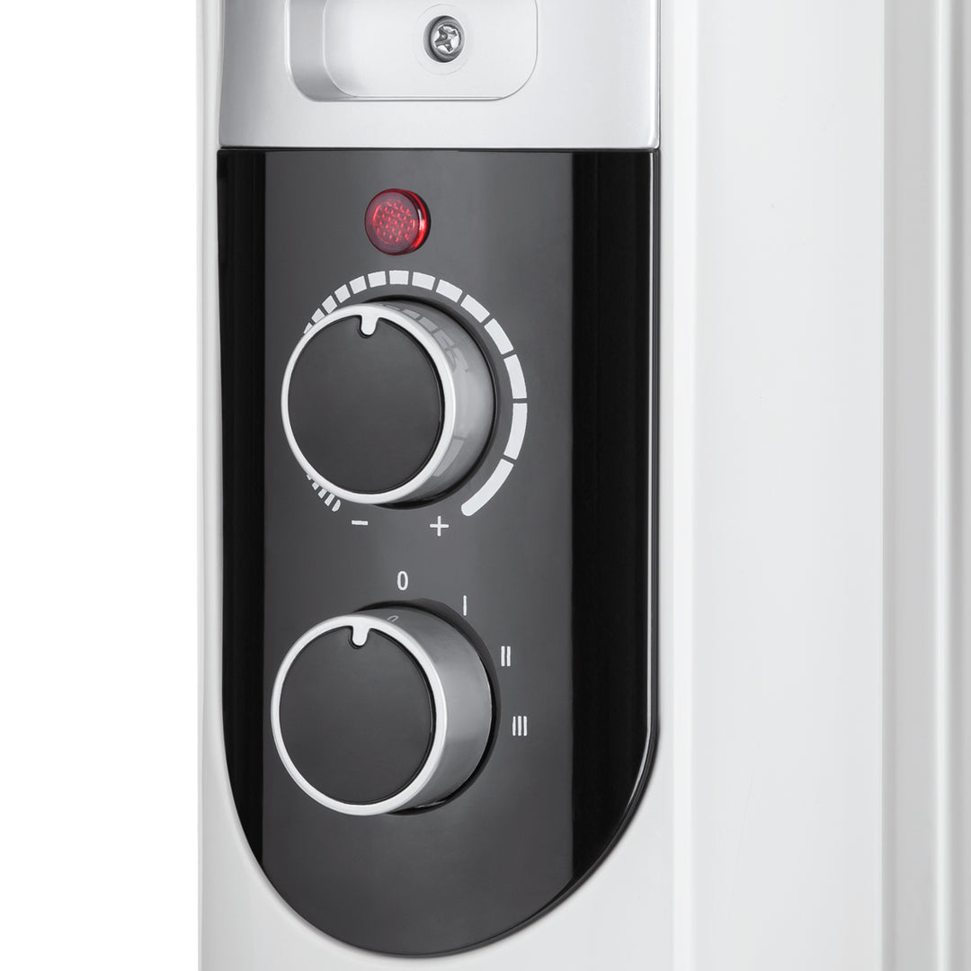 TSA8049 Riscaldatore  elettrico ad olio 2500 W (11 alette) Termostato, 3 impostazioni di calore, su 4x ruote Bianco