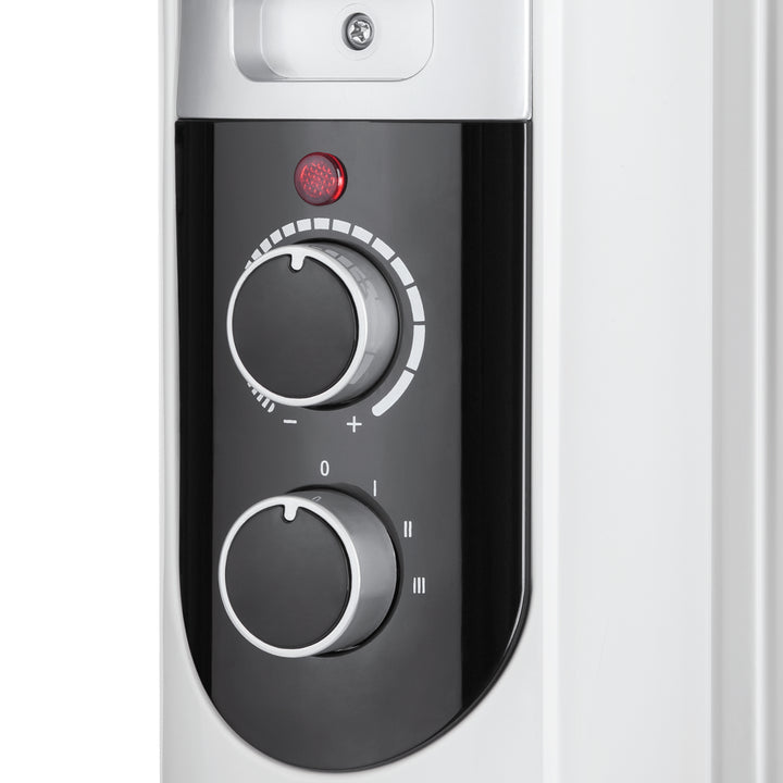 TSA8049 Riscaldatore  elettrico ad olio 2500 W (11 alette) Termostato, 3 impostazioni di calore, su 4x ruote Bianco