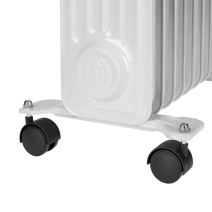 TSA8049 Riscaldatore  elettrico ad olio 2500 W (11 alette) Termostato, 3 impostazioni di calore, su 4x ruote Bianco
