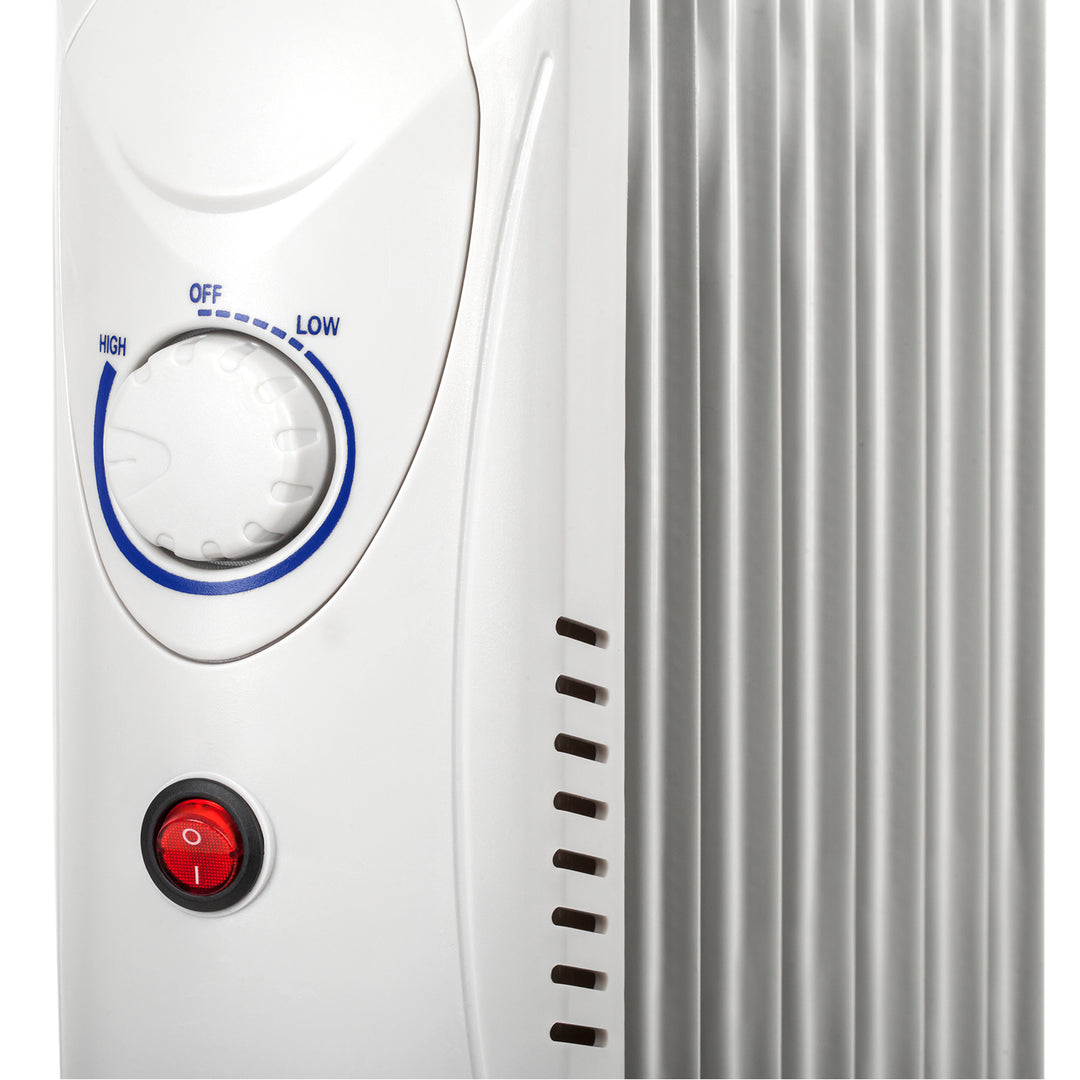 TSA8035 Riscaldatore elettrico ad olio 800 W (7 alette), Radiatore con termostato, 3 stadi di potenza, bianco