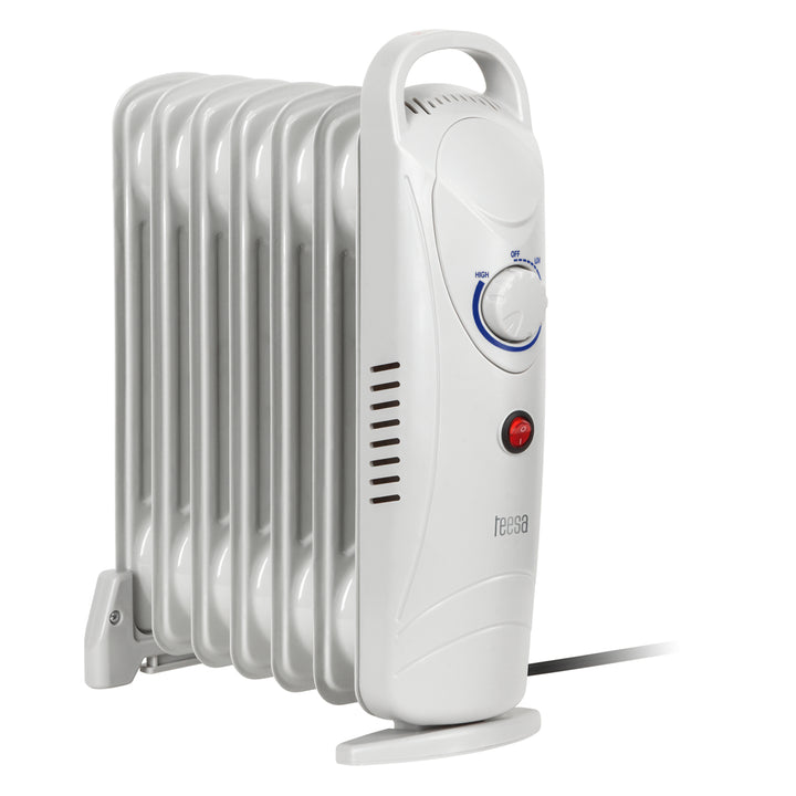 TSA8035 Riscaldatore elettrico ad olio 800 W (7 alette), Radiatore con termostato, 3 stadi di potenza, bianco