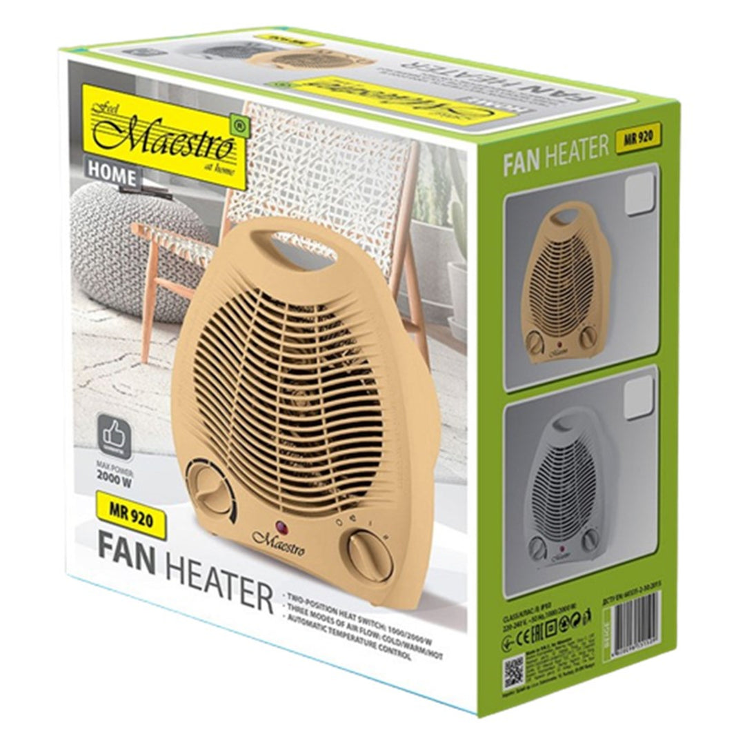 MR-920 Termoventilatore elettrico 2000W Tre modalità di funzionamento Ventola calda e fredda Maniglia per il trasporto Beige