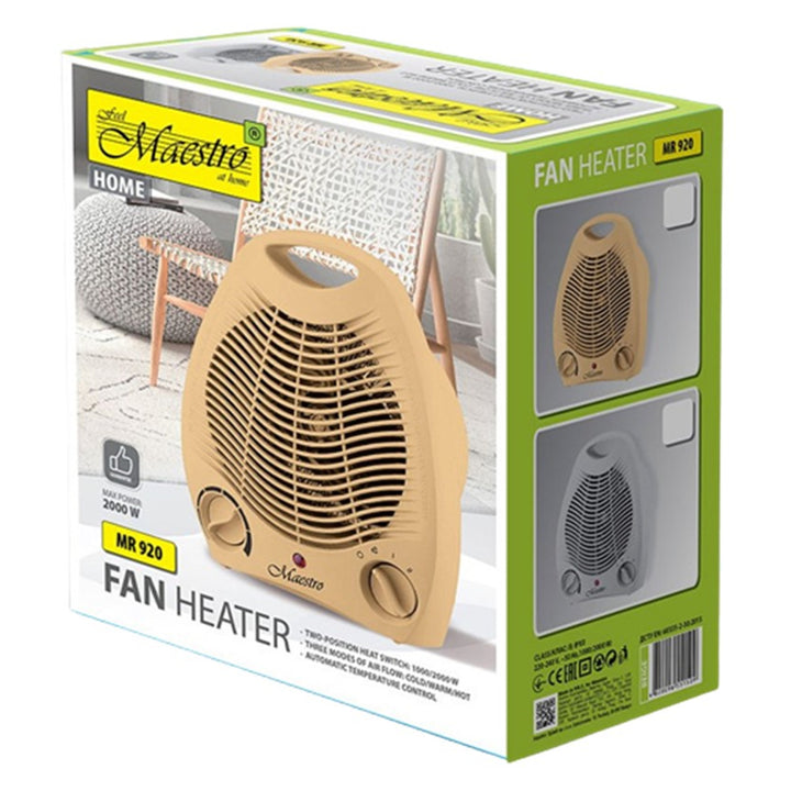 MR-920 Termoventilatore elettrico 2000W Tre modalità di funzionamento Ventola calda e fredda Maniglia per il trasporto Beige