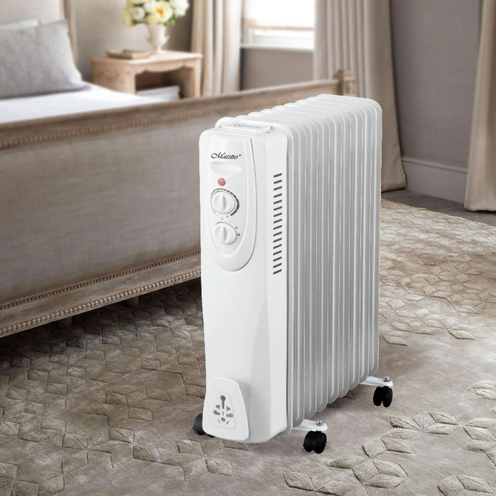 Maestro MR-950 Radiatore elettrico ad olio  Riscaldatore 2000W 9 alette 3 impostazioni di calore 800 /1200 /2000 W Termostato
