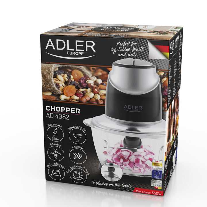 Tritatutto con ciotola in vetro Adler AD 4082 300W lame in acciaio inox