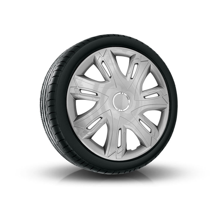 NRM Supernova Copricerchi argento verniciato 14" per cerchi in acciaio Coprimozzi universali Set di 4 pz