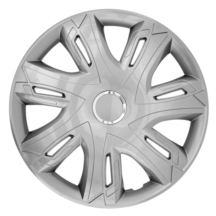 NRM Supernova Copricerchi argento verniciato 14" per cerchi in acciaio Coprimozzi universali Set di 4 pz