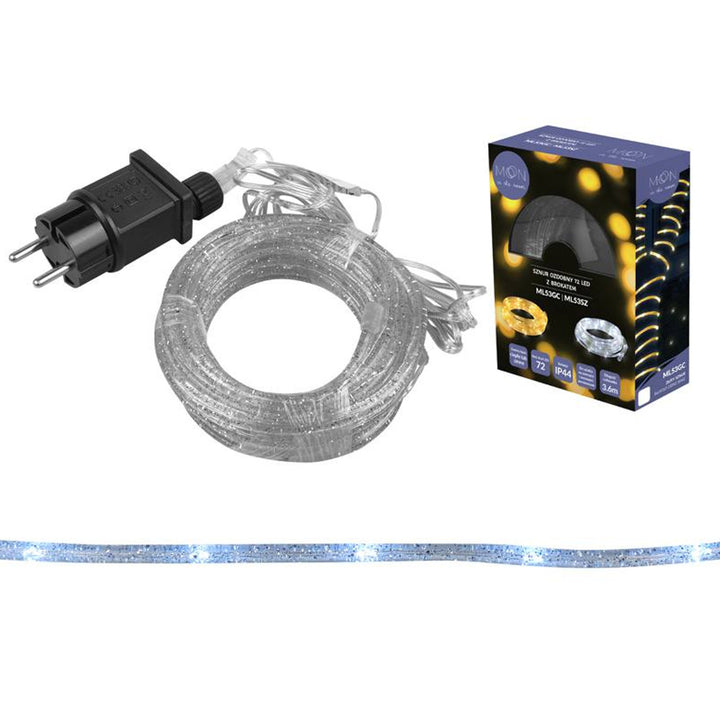 Moon in the Room Cordone decorativo 72 LED con glitter, argento, luce bianca fredda IP44