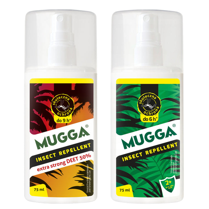 Set 2X MUGGA 50% + 9,5% DEET Repellente per zanzare in famiglia