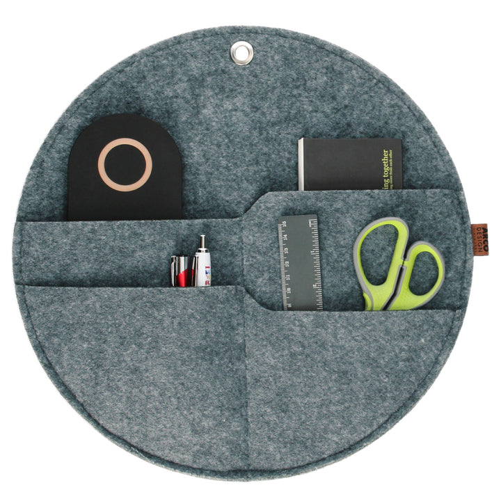 Organizzatore da parete rotondo  con tasche grigio XL - 45 cm